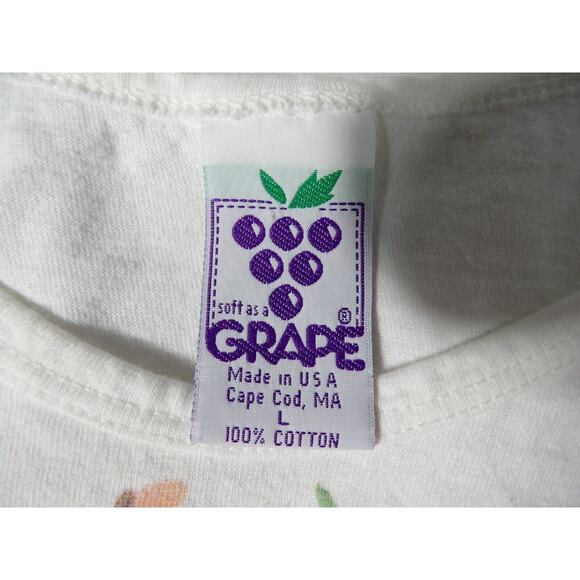 Vtg Soft As A Grape Cropped Tee Large Floral Bouquet Cheverie Short Sleeve 1994 - Picture 6 of 14